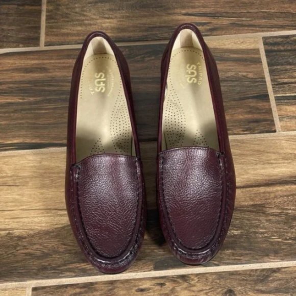 SAS Simplify Womens Size 9.5 Narrow Shoes Antique Wine Leather Comfort Loafer - Picture 2 of 11